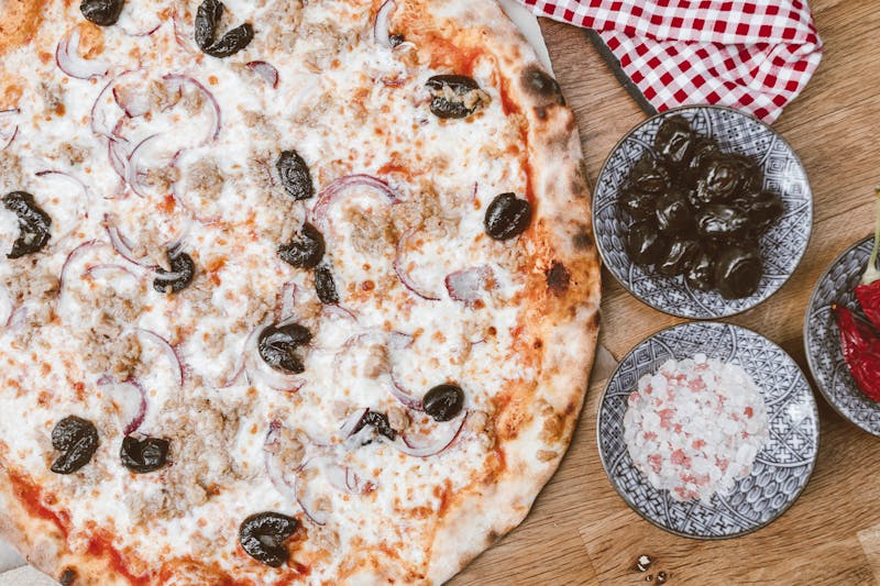 Mediterranean Delight pizza with feta and kalamata olives